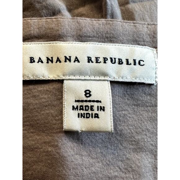 Banana Republic Taupe Beige 100% Cotton Pleated Smock Side Zip Lined Size 8 - Picture 3 of 5
